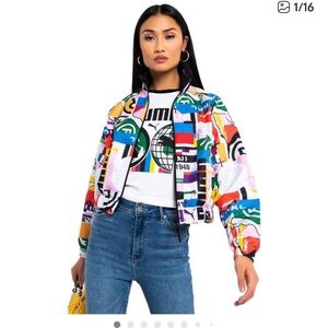 Puma International Games All Over Print Woven Full Zip Track Jacket Size L NWOT